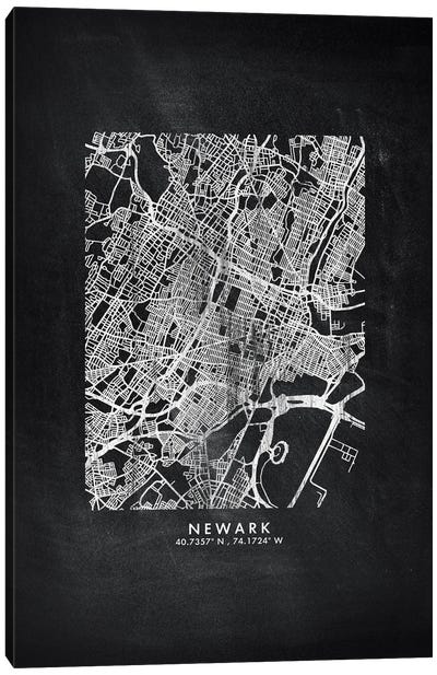 Newark City Map Chalkboard Style Canvas Art Print - New Jersey Art
