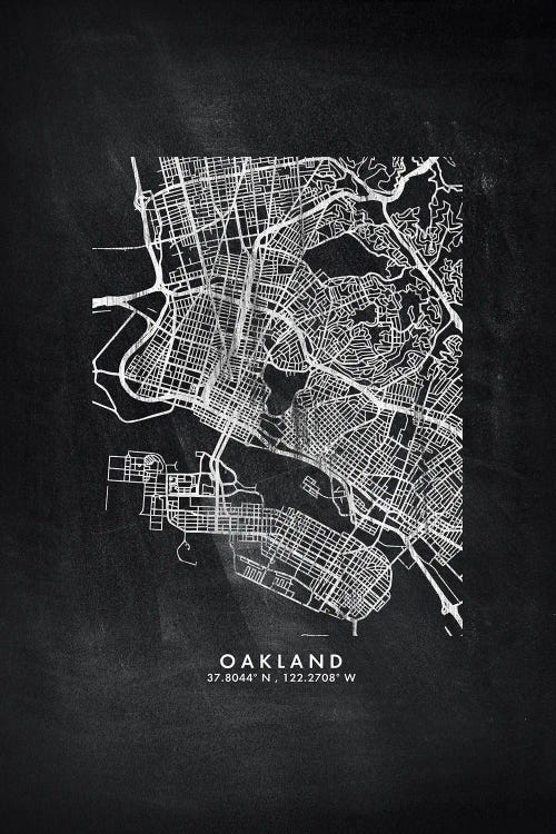 Oakland City Map Chalkboard Style