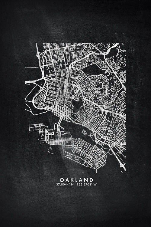 Oakland City Map Chalkboard Style by WallDecorAddict wall art
