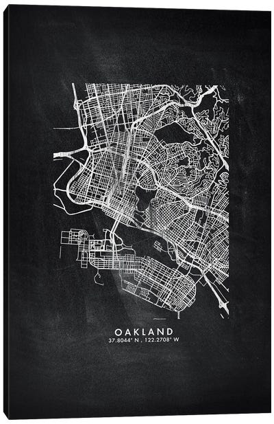 Oakland City Map Chalkboard Style Canvas Art Print - WallDecorAddict