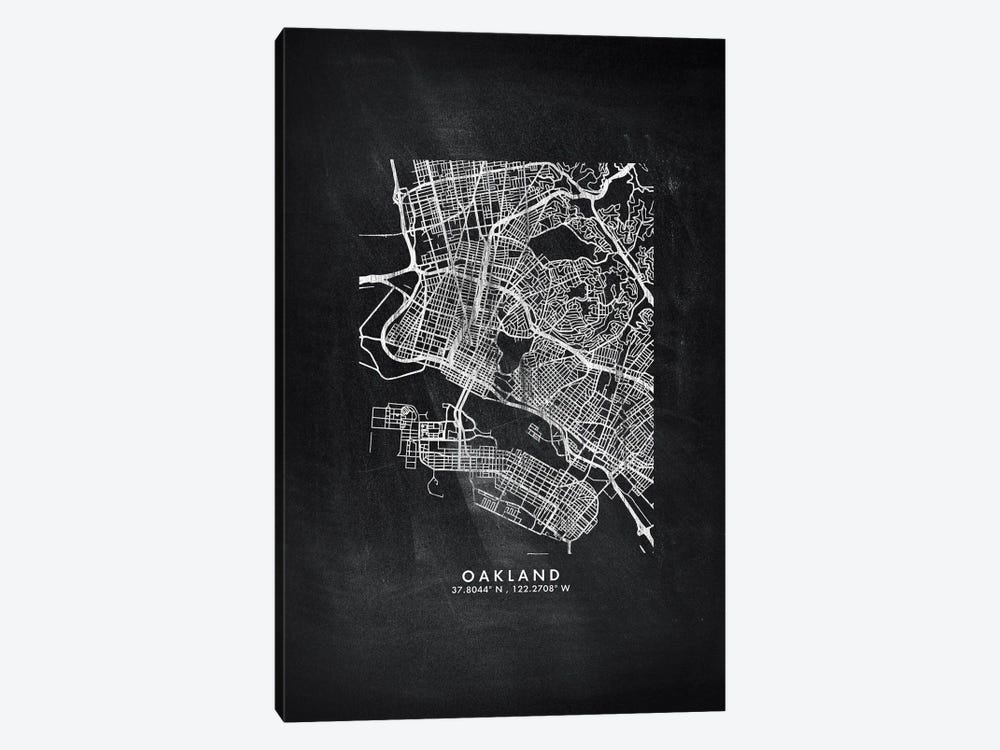 Oakland City Map Chalkboard Style by WallDecorAddict 1-piece Canvas Artwork