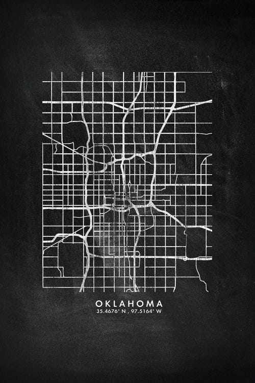 Oklahoma City Map Chalkboard Style