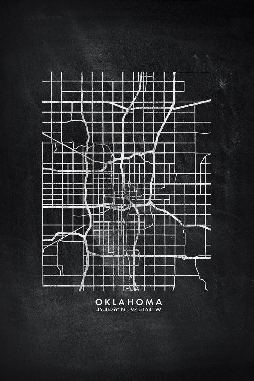 Oklahoma City Map Chalkboard Style by WallDecorAddict wall art