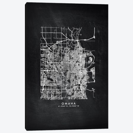 Omaha City Map Chalkboard Style Canvas Print #WDA2185} by WallDecorAddict Canvas Wall Art