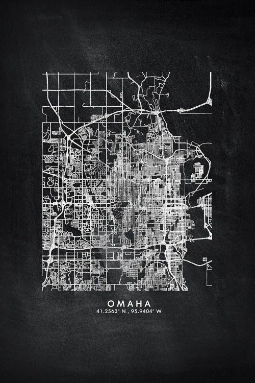 Omaha City Map Chalkboard Style