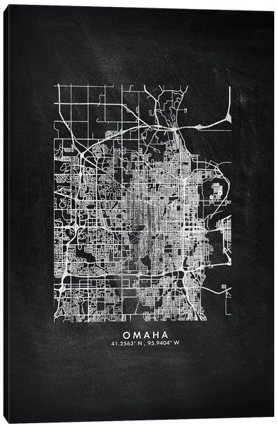 Omaha City Map Chalkboard Style Canvas Art Print - Omaha Art