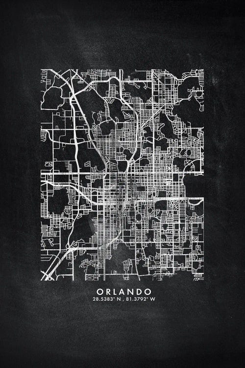 Orlando City Map Chalkboard Style