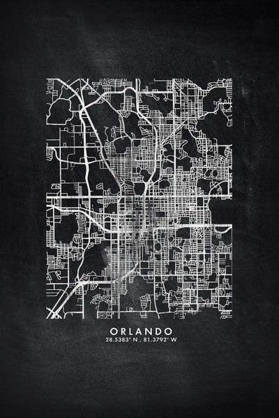 Orlando: Orlando City Map Chalkboard Style by WallDecorAddict