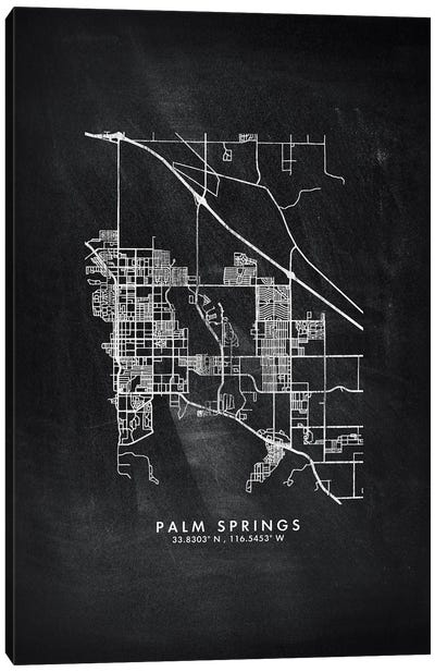 Palm Springs City Map Chalkboard Style Canvas Art Print - Palm Springs Art
