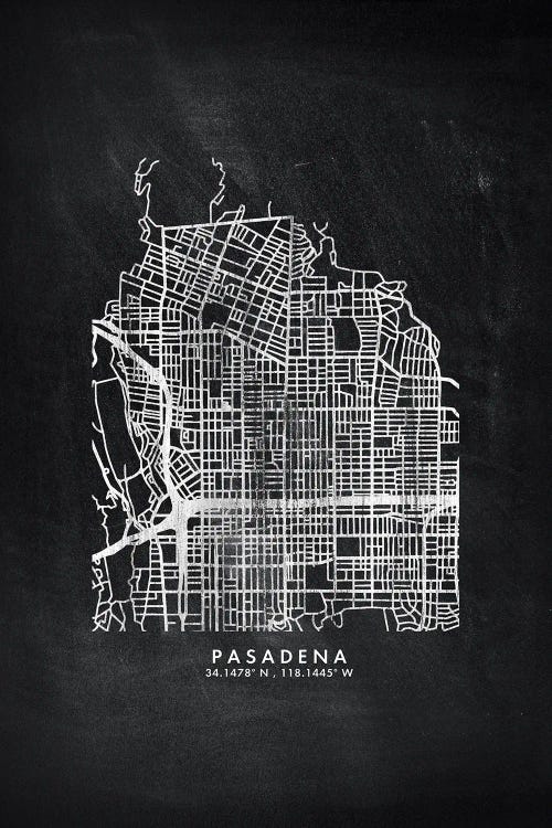 Pasadena City Map Chalkboard Style