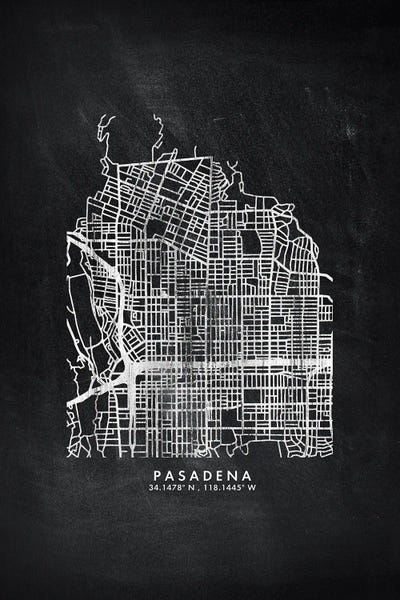 Pasadena: Pasadena City Map Chalkboard Style by WallDecorAddict