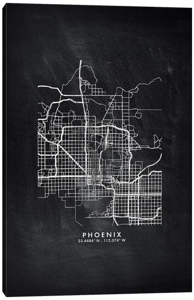 Phoenix City Map Chalkboard Style Canvas Art Print