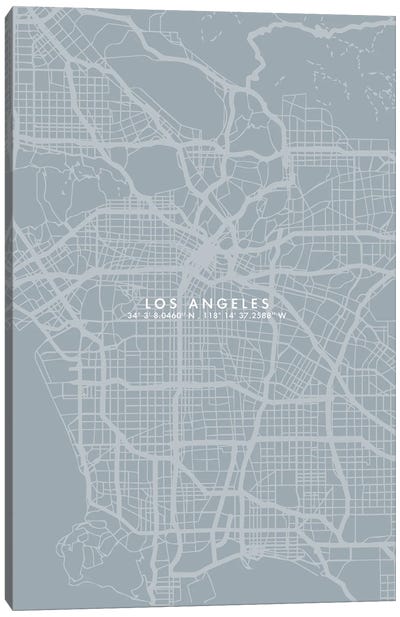 Los Angeles City Map Simple Color Canvas Art Print - Los Angeles Maps