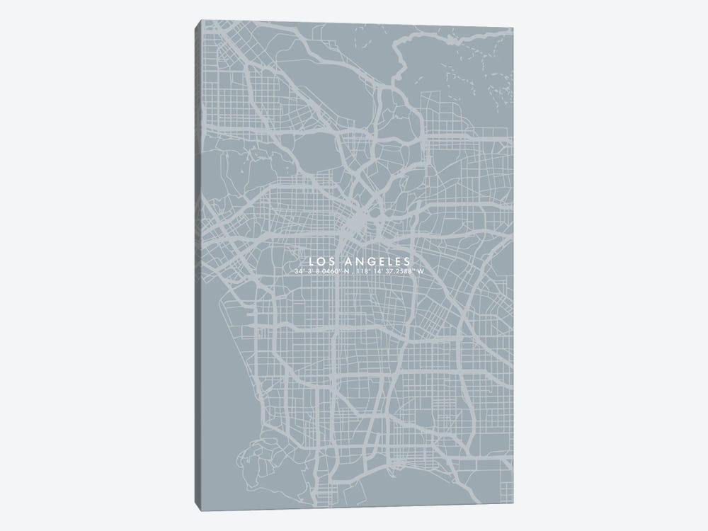 Los Angeles City Map Simple Color by WallDecorAddict 1-piece Canvas Print