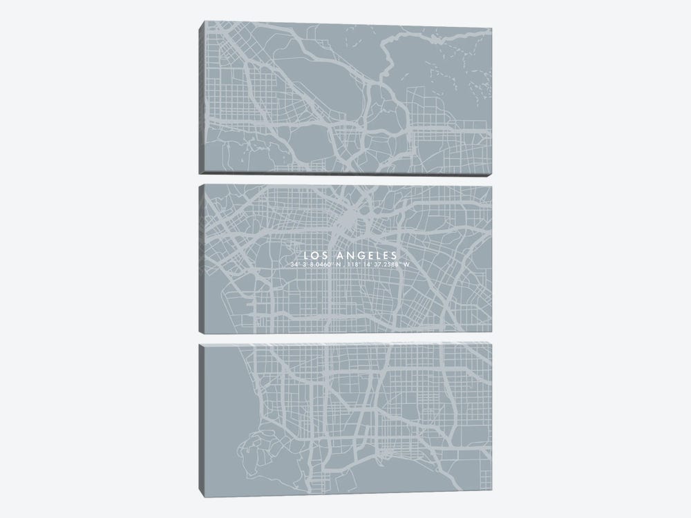 Los Angeles City Map Simple Color by WallDecorAddict 3-piece Canvas Print