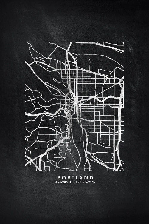 Portland City Map Chalkboard Style