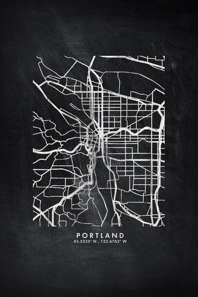 Oregon: Portland City Map Chalkboard Style by WallDecorAddict