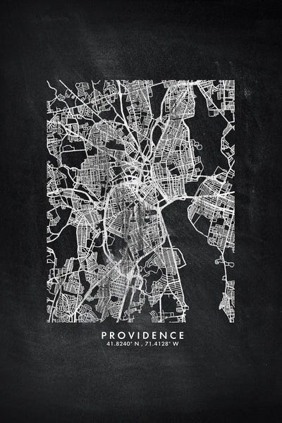 Rhode Island: Providence City Map Chalkboard Style by WallDecorAddict