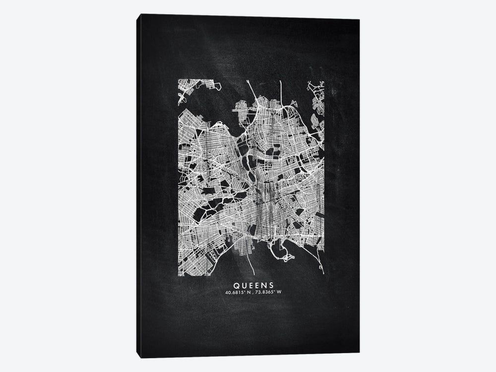 Queens City Map Chalkboard Style by WallDecorAddict 1-piece Art Print