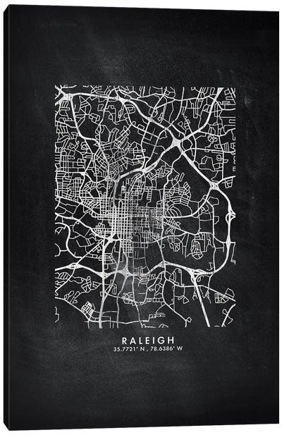 Raleigh City Map Chalkboard Style Canvas Art Print