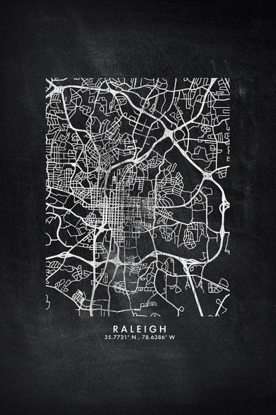 North Carolina: Raleigh City Map Chalkboard Style by WallDecorAddict