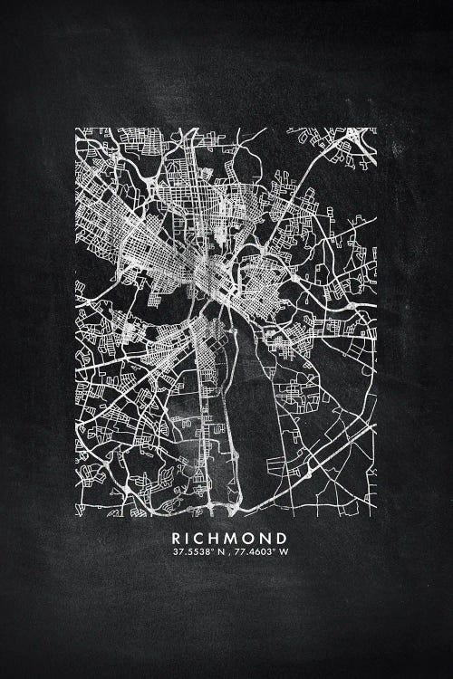 Richmond City Map Chalkboard Style