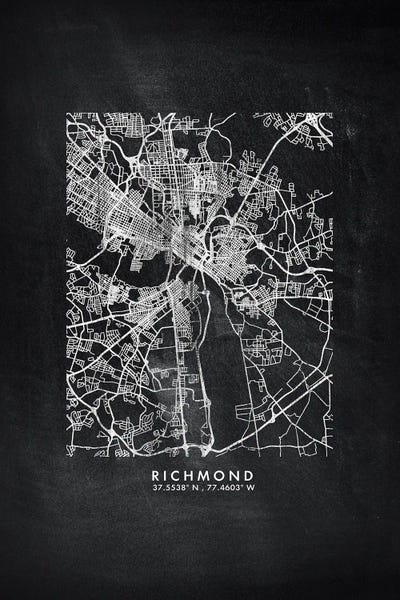 Virginia: Richmond City Map Chalkboard Style by WallDecorAddict