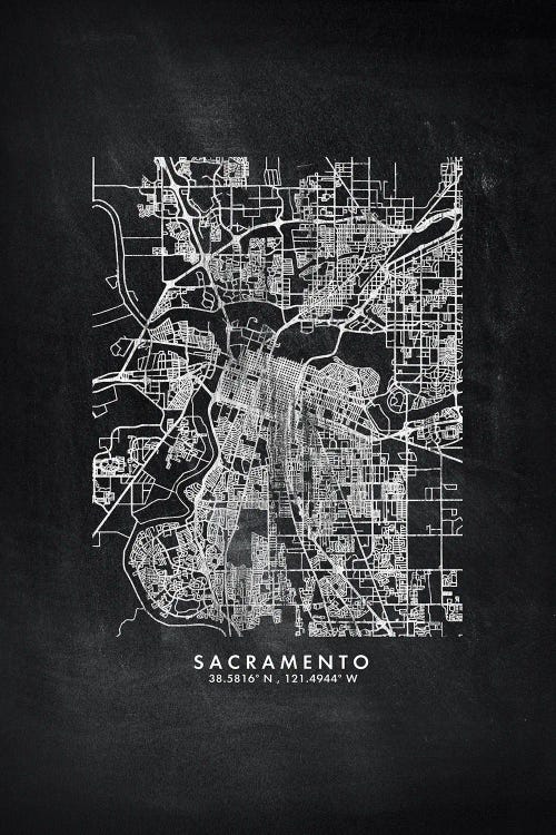 Sacramento City Map Chalkboard Style