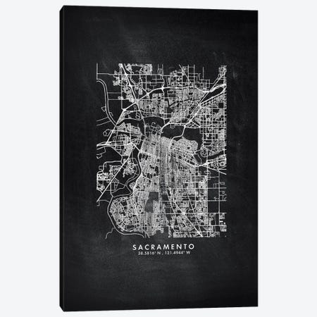 Sacramento City Map Chalkboard Style Canvas Print #WDA2197} by WallDecorAddict Canvas Art Print