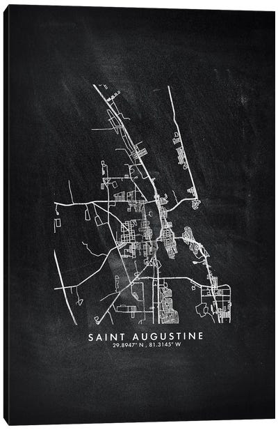Saint Augustine City Map Chalkboard Style Canvas Art Print
