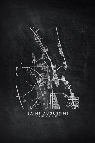 St. Augustine: Saint Augustine City Map Chalkboard Style by WallDecorAddict