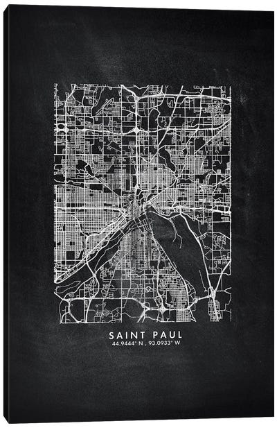 Saint Paul City Map Chalkboard Style Canvas Art Print - Minnesota Art