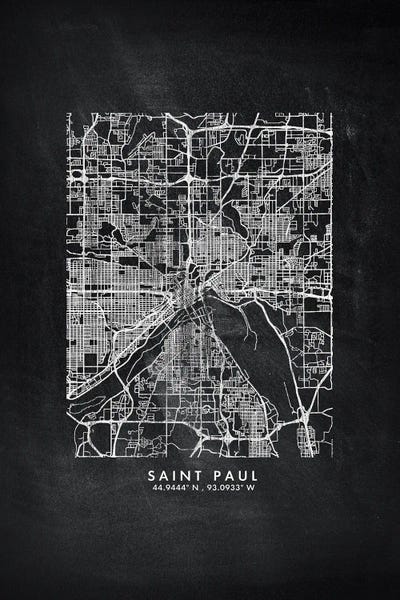 Minnesota: Saint Paul City Map Chalkboard Style by WallDecorAddict