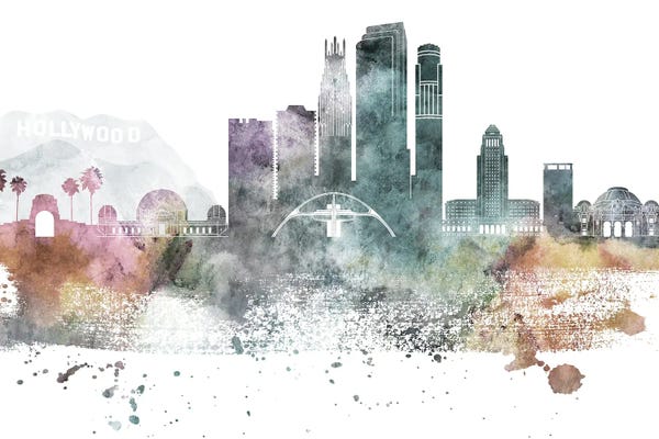 Los Angeles Skylines: Los Angeles Pastel Skylines by WallDecorAddict