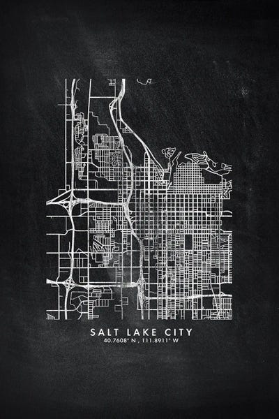 Salt Lake City Map Chalkboard Style by WallDecorAddict art print