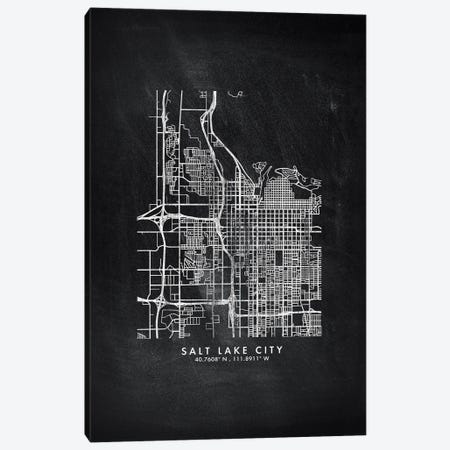Salt Lake City Map Chalkboard Style Canvas Print #WDA2200} by WallDecorAddict Canvas Artwork