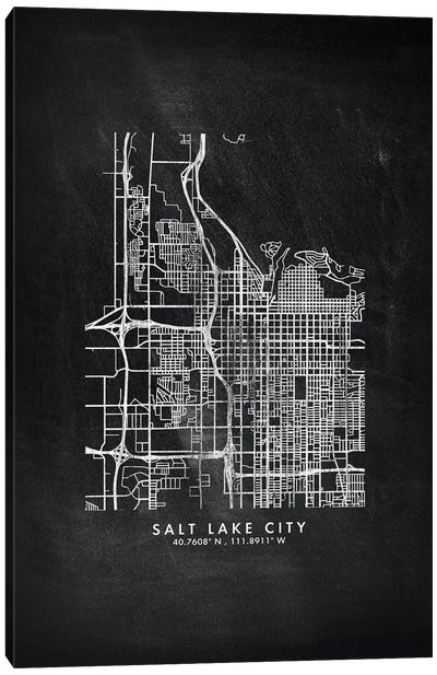 Salt Lake City Map Chalkboard Style Canvas Art Print