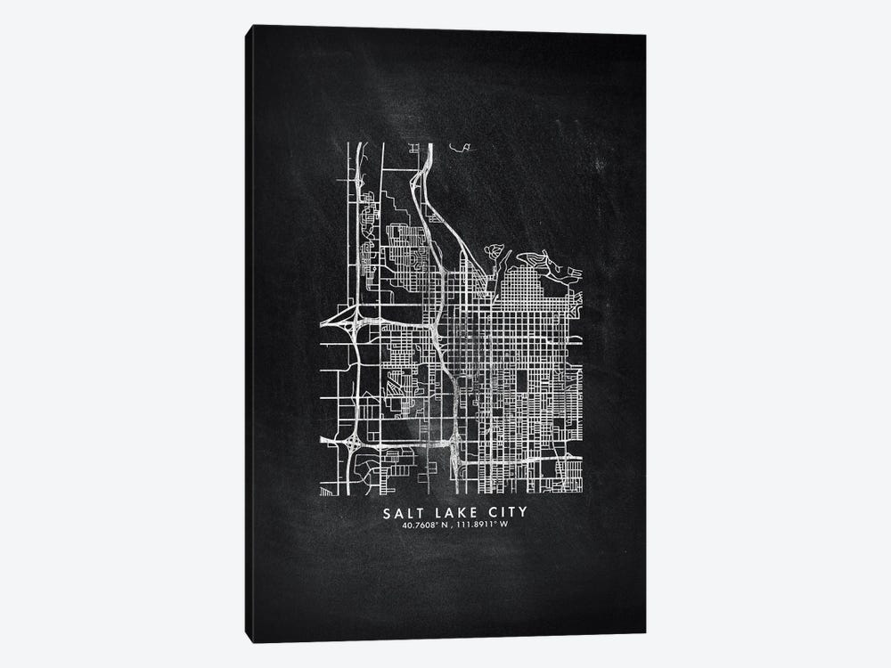 Salt Lake City Map Chalkboard Style by WallDecorAddict 1-piece Art Print