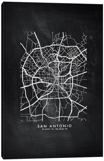San Antonio City Map Chalkboard Style Canvas Art Print - San Antonio Art