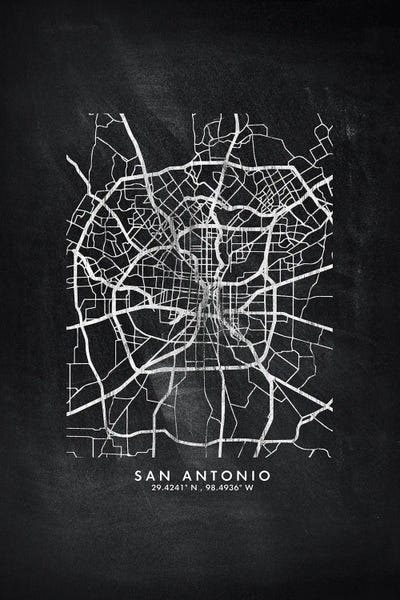 San Antonio City Map Chalkboard Style