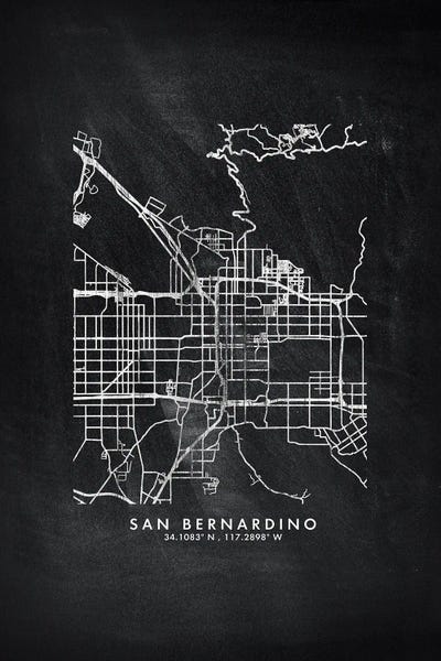 San Bernardino City Map Chalkboard Style by WallDecorAddict canvas print