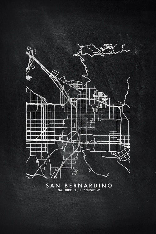 San Bernardino City Map Chalkboard Style