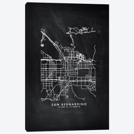 San Bernardino City Map Chalkboard Style Canvas Print #WDA2202} by WallDecorAddict Canvas Art