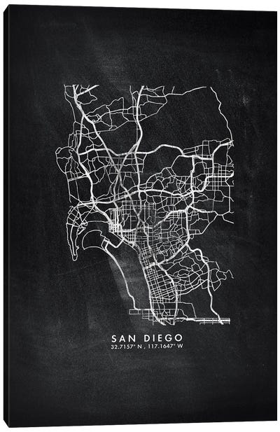 San Diego City Map Chalkboard Style Canvas Art Print - San Diego Maps