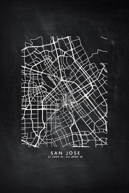 San Jose City Map Chalkboard Style
