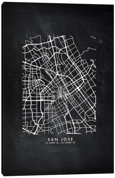 San Jose City Map Chalkboard Style Canvas Art Print - San Jose Art