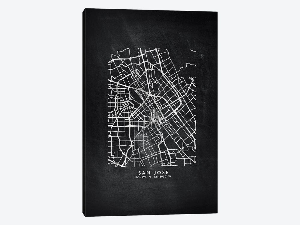 San Jose City Map Chalkboard Style by WallDecorAddict 1-piece Canvas Print