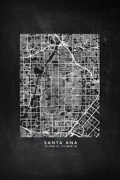 Santa Ana City Map Chalkboard Style