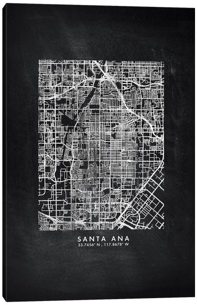Santa Ana City Map Chalkboard Style Canvas Art Print