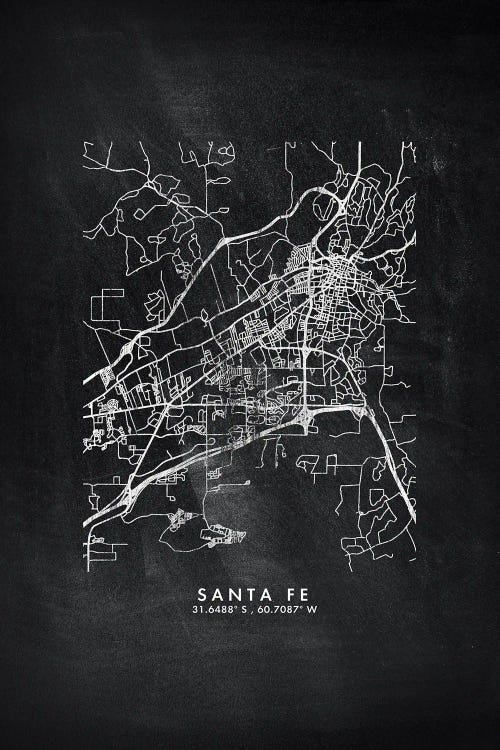 Santa Fe, Argentina City Map Chalkboard Style